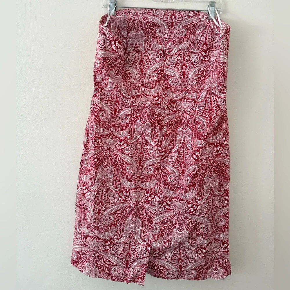 Plus Size 18 Strapless Mini Dress Red and White Paisley Bandana Western - Picture 7 of 13